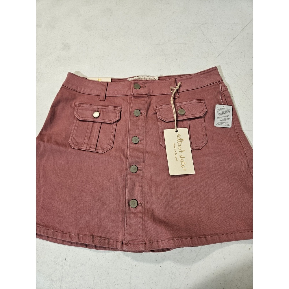 Altar'd State Skirt Button Front Medium Blossom Rose Pockets NWT(A206